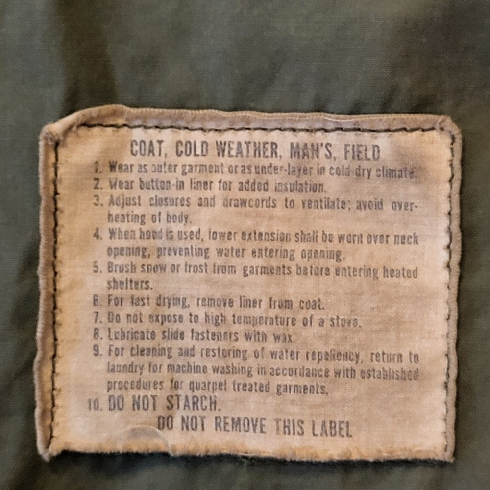 1970 Field Cold Weather Military Coat With Hood Men's Size Small Regular - Picture 5 of 9